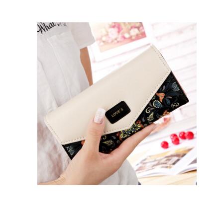 Ladies Clutch Waterproof and Durable Snap Closure Flower Print Wallet