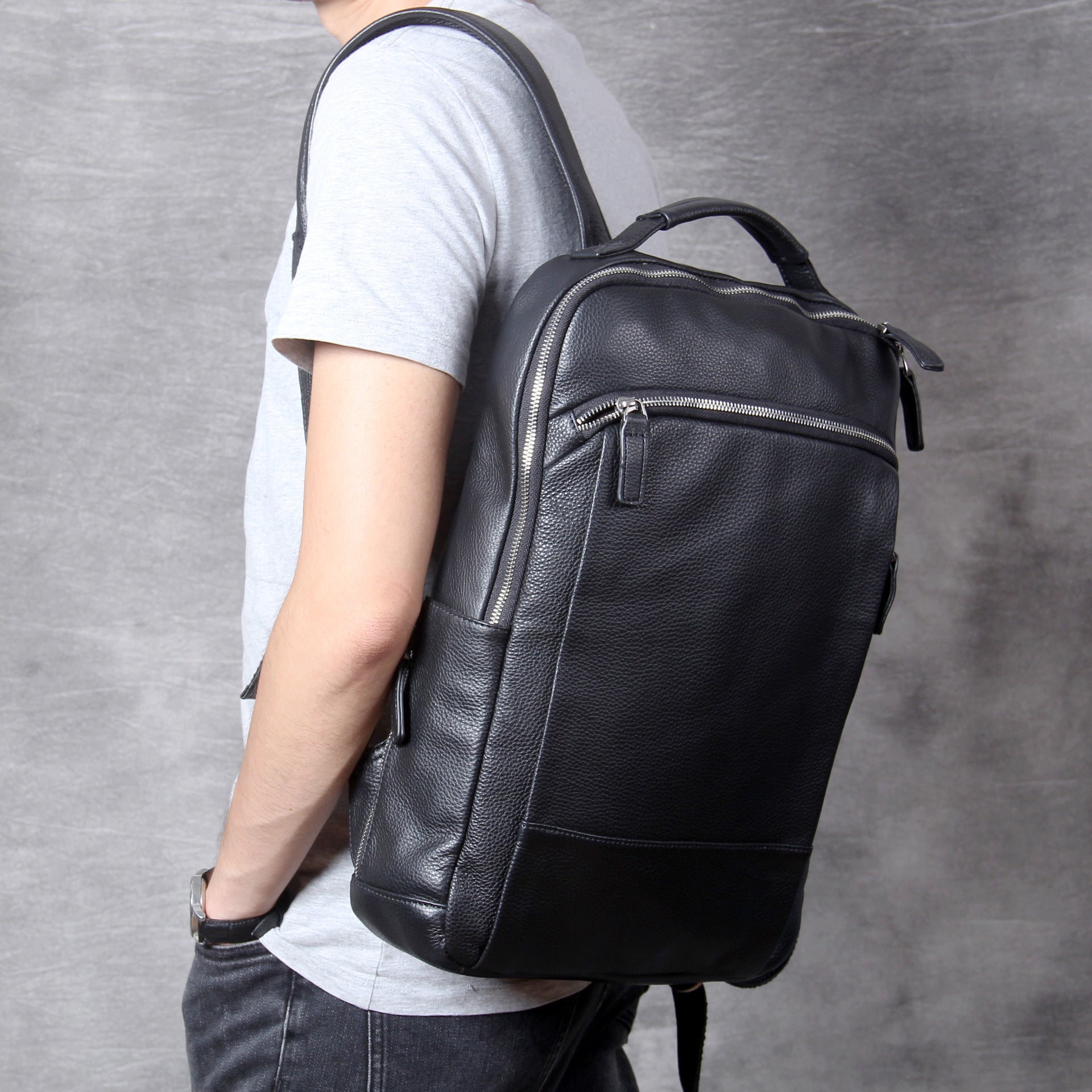 Black Leather Backpack Handmade Travel Backpack