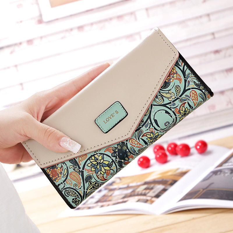 Ladies Clutch Waterproof and Durable Snap Closure Flower Print Wallet