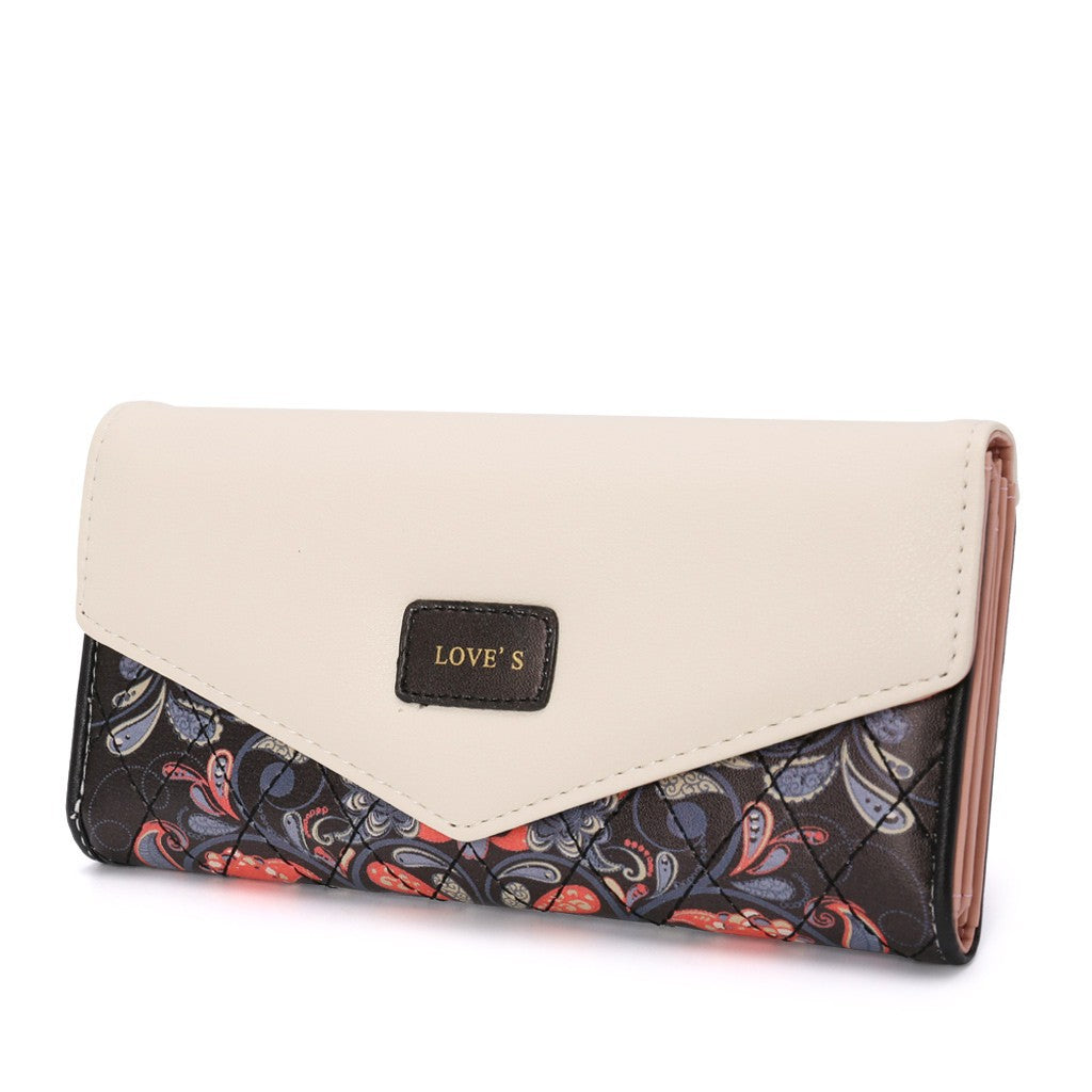 Ladies Clutch Waterproof and Durable Snap Closure Flower Print Wallet