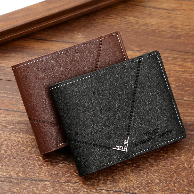 Men's Multi-card-slot Lychee Pattern Short Wallet