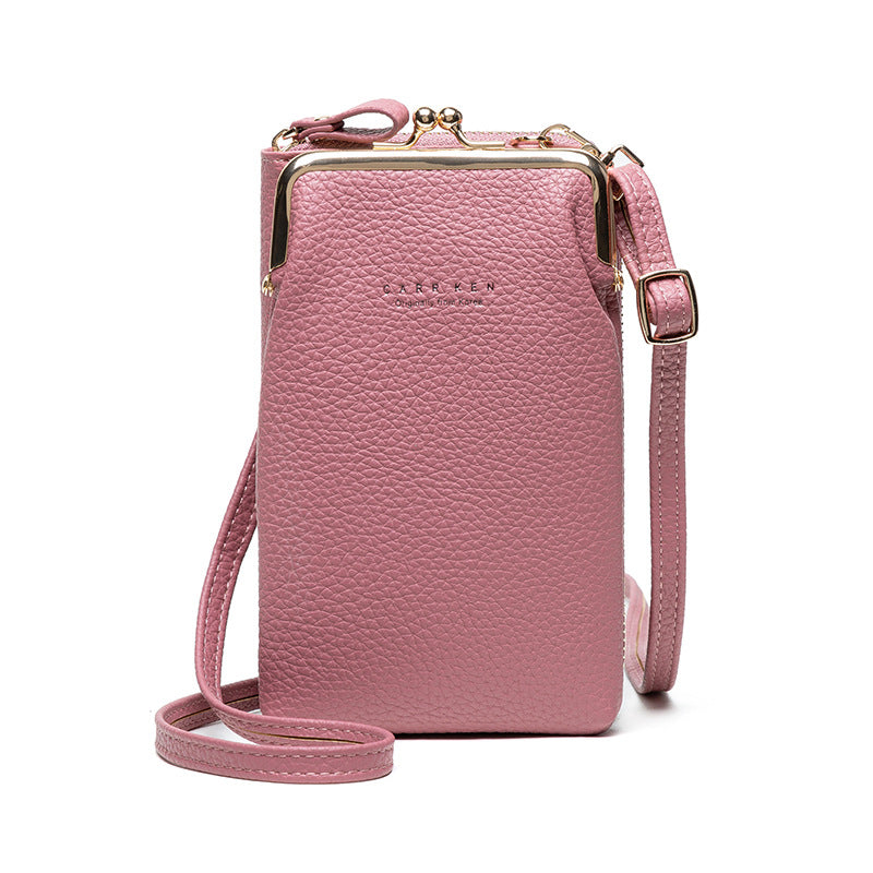 Lychee Pattern Solid Color Diagonal handbag