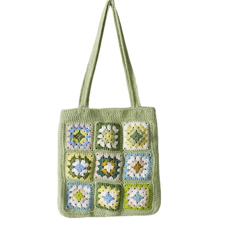 Hand-woven Grandmother's Checkered Shoulder Bag