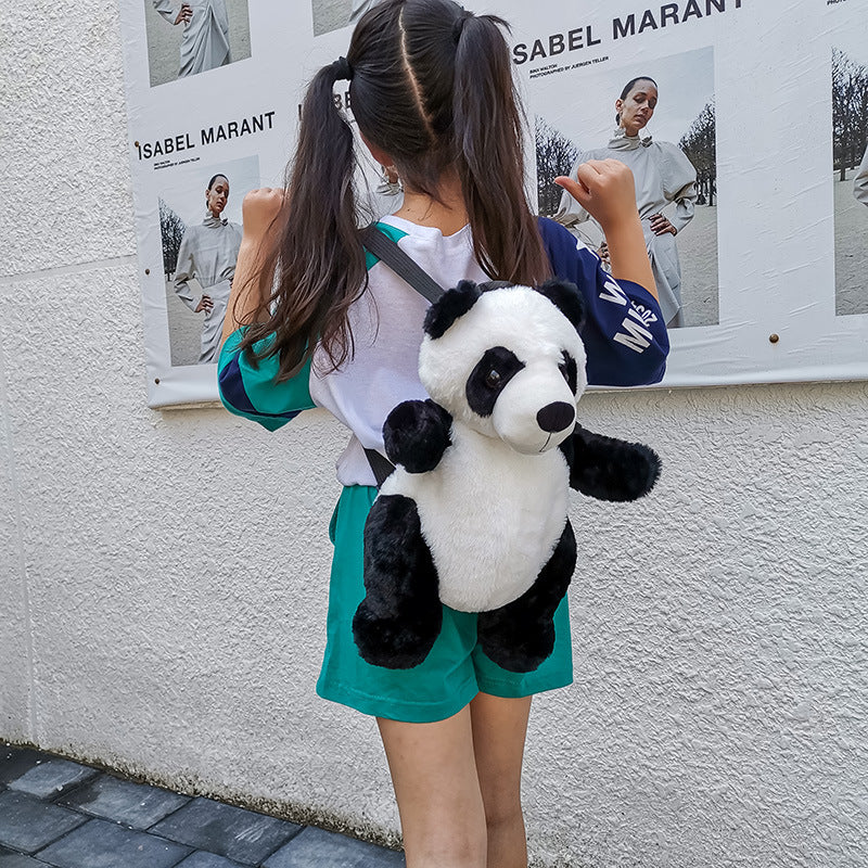 Cute Panda Small Backpack Boys And Girls Plush Bag