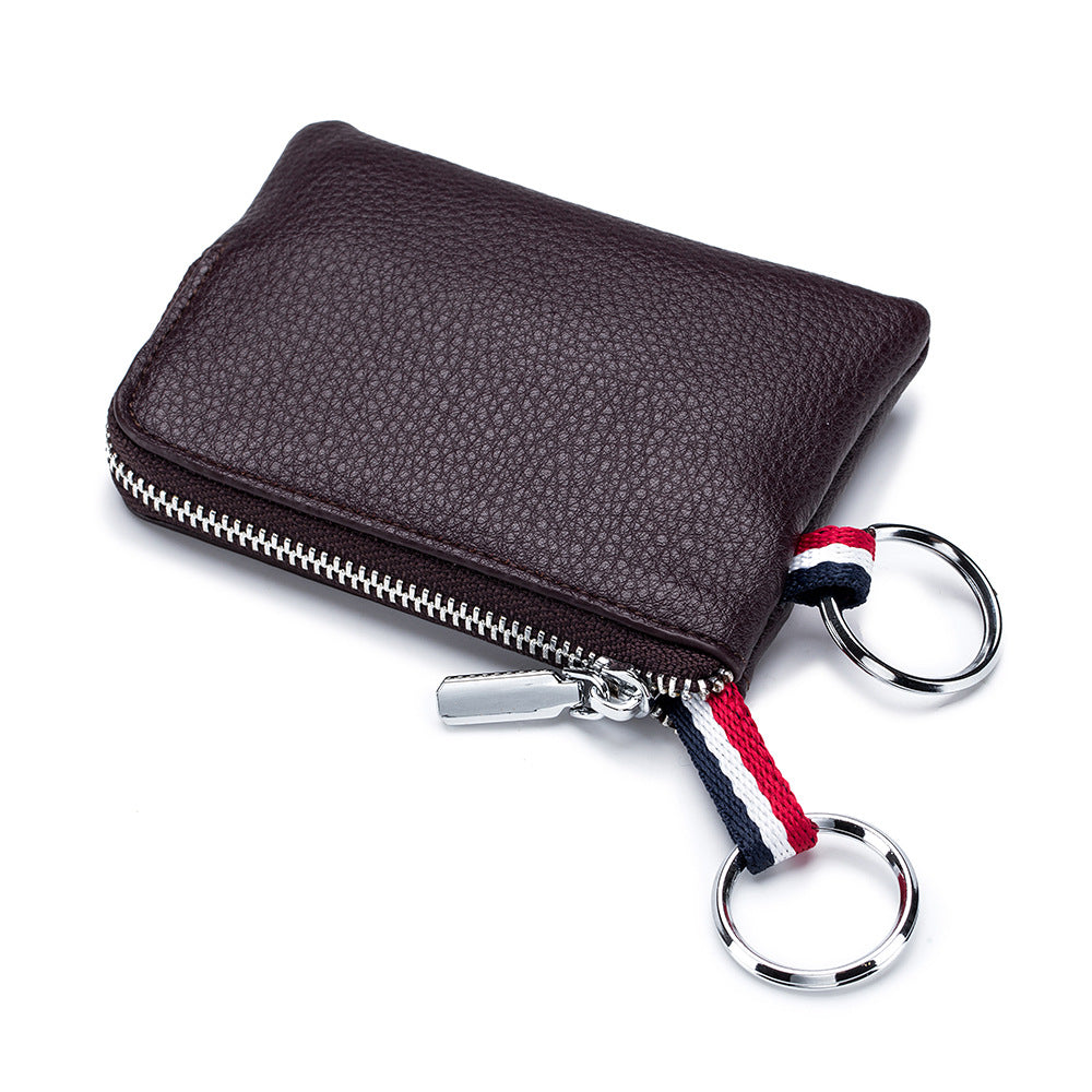 Men's Coin Purse  Leather Mini Zip, Driving License Key Case, Card Holder, Ultra-thin