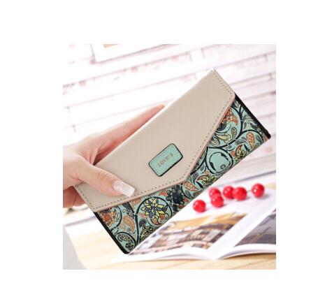 Ladies Clutch Waterproof and Durable Snap Closure Flower Print Wallet