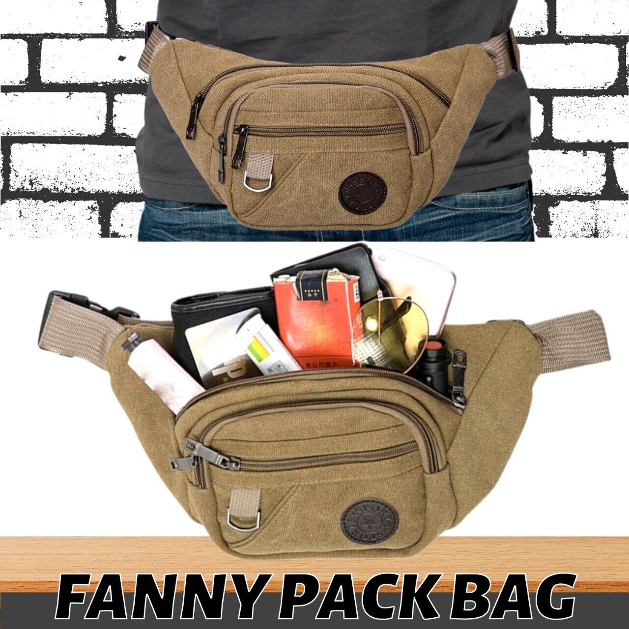 Fanny Pack Belt waist Bag Cross body Sling Shoulder Travel Sport Pouch.