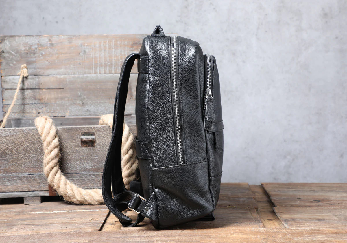 Black Leather Backpack Handmade Travel Backpack