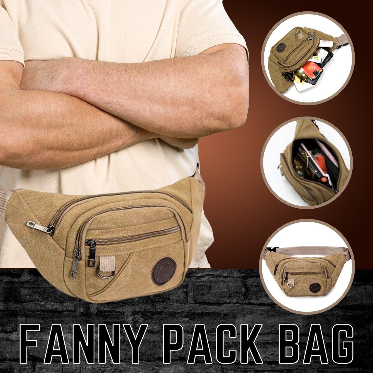 Fanny Pack Belt waist Bag Cross body Sling Shoulder Travel Sport Pouch.