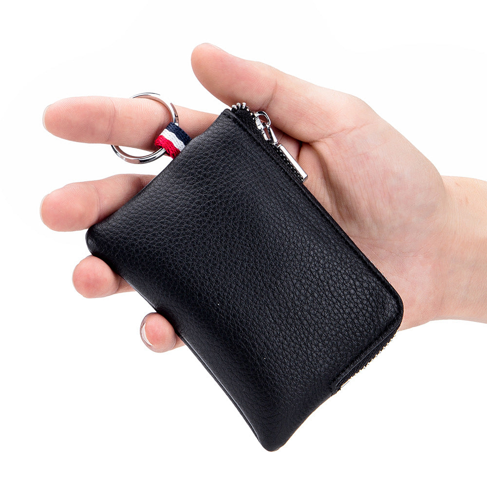 Men's Coin Purse  Leather Mini Zip, Driving License Key Case, Card Holder, Ultra-thin