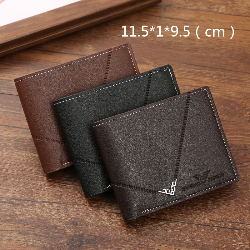 Men's Multi-card-slot Lychee Pattern Short Wallet