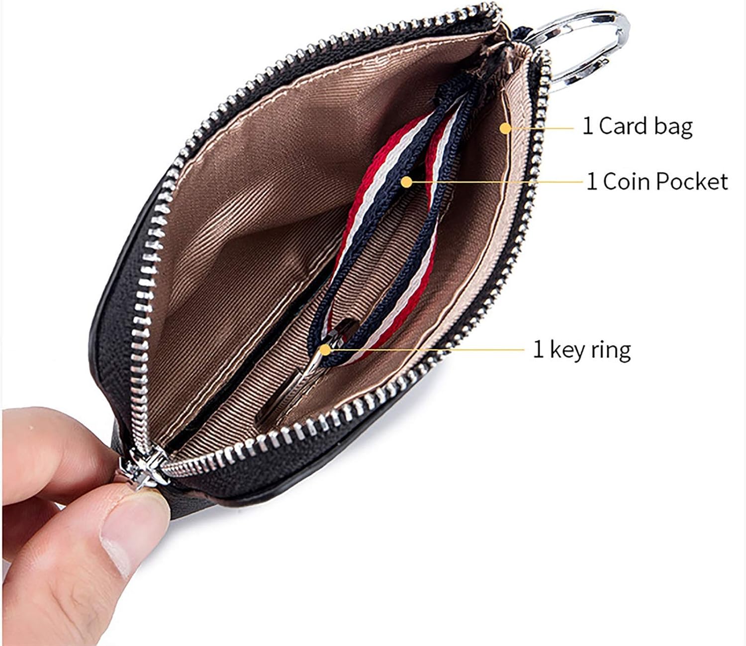 Men's Coin Purse  Leather Mini Zip, Driving License Key Case, Card Holder, Ultra-thin