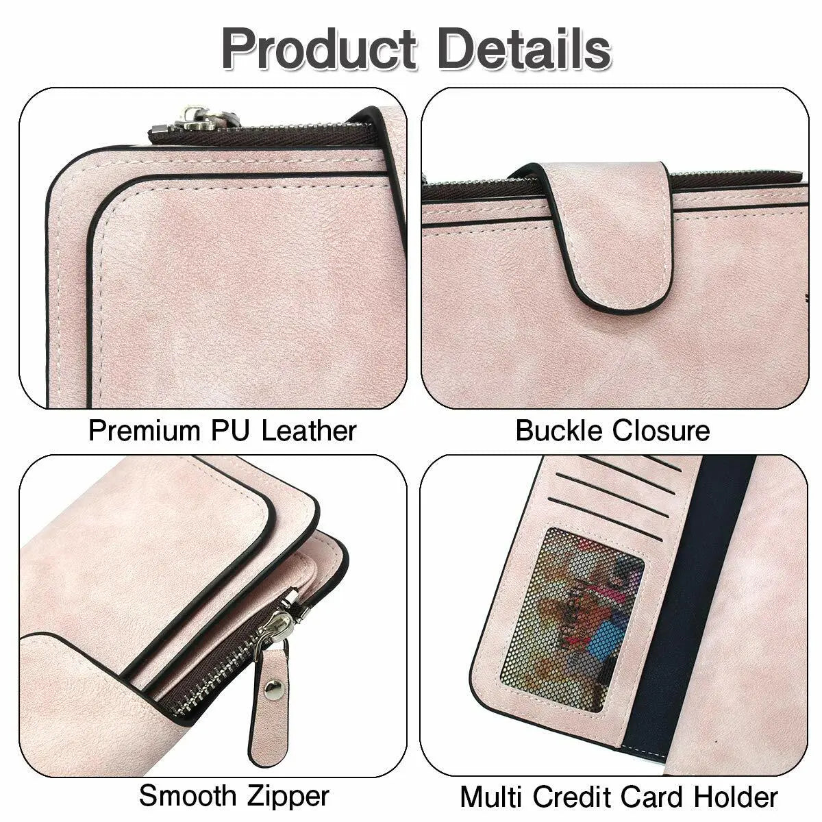 Wallet Ladies Long Checkbook Clutch Leather Bifold Purse Card Holder Gift