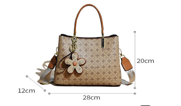 Printed Tote Bag With Flower Pendant Shoulder Bag For Women Fashion Large-capacity Crossbody Bag